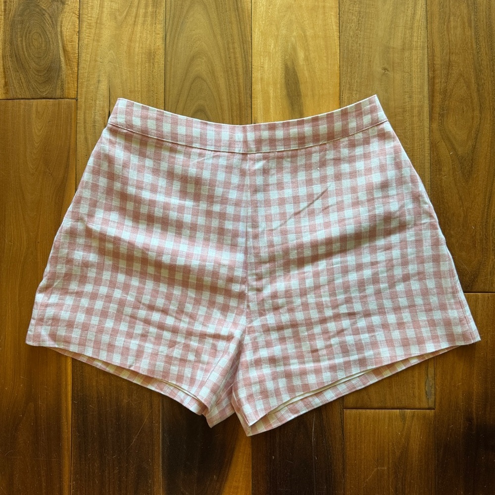 Posse Pink Gingham High Waist Shorts - Picture 2 of 10